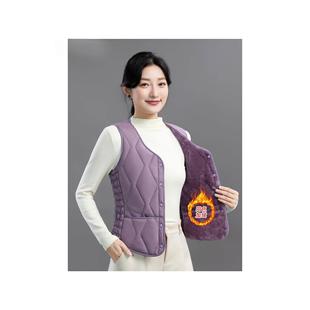 百搭内胆 v领坎肩修身 2025新款 秋冬羽绒棉马甲女加绒保暖背心短款