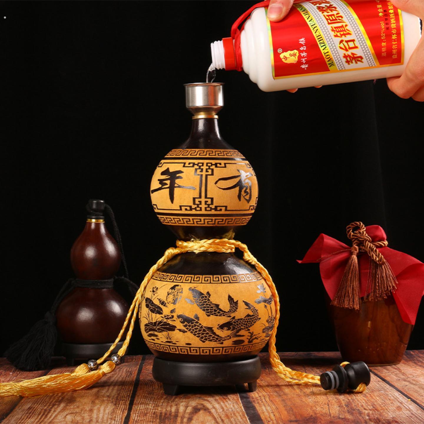 可以装酒的葫芦摆件天然开口酒葫芦酒壶水壶5两-2斤随身携带防渗