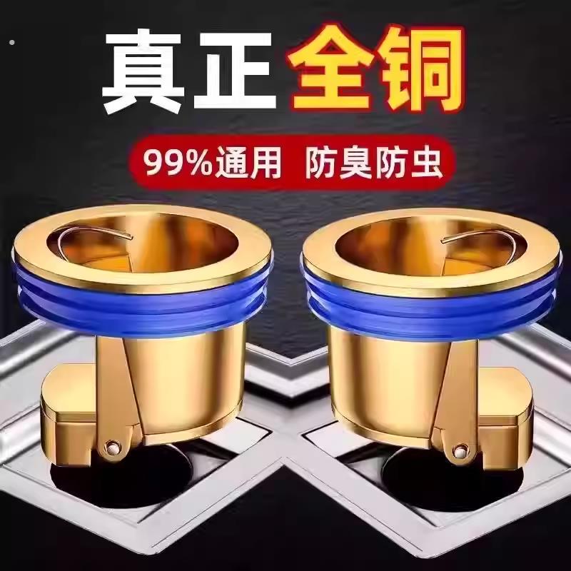 卫生间地漏防臭神器通用厕所防蚊虫下水管道口全铜内芯防返臭味器
