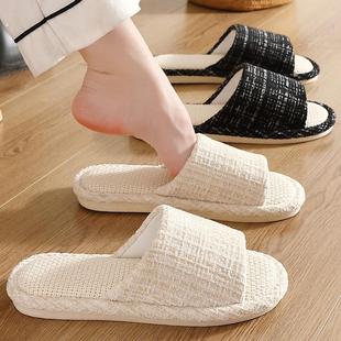 家用棉麻布拖鞋 春秋居家室内静音吸汗厚底防滑四季 男 女款 亚麻拖鞋