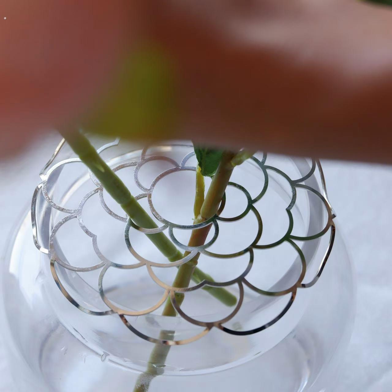 鲜花束花艺简约铁艺花器不锈钢高颜值插花辅助器花瓶插花固定神器