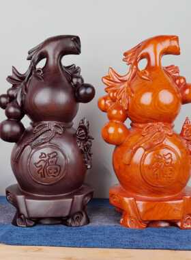 大小黑檀木雕葫芦摆件实木雕刻五福临门创意家居装饰红木工艺礼品