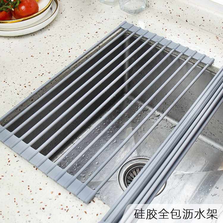 硅胶沥水架硅胶碗碟沥水帘可折叠隔热垫厨房水槽控水干燥漏篮12管,厨房/烹饪用具,水槽置物架,淘宝优惠券,粉丝福利购,淘宝优惠卷