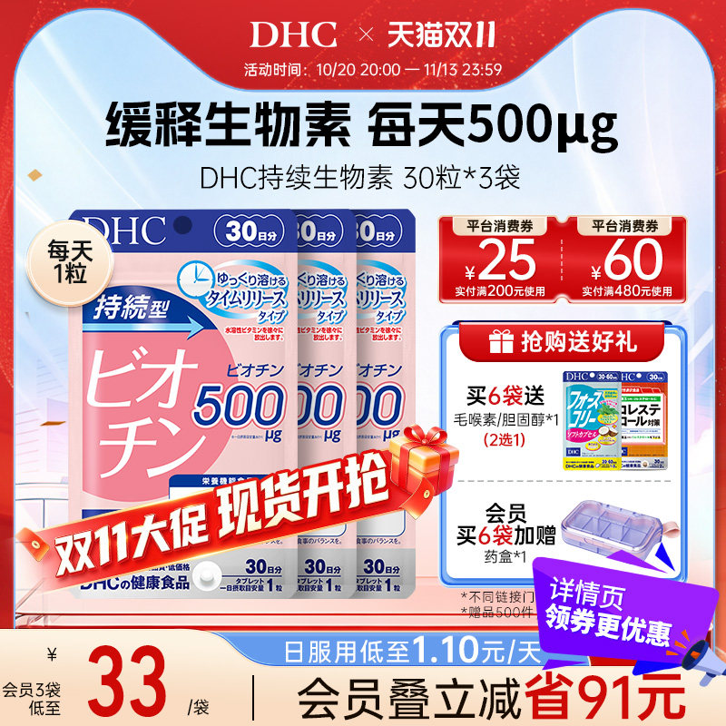 【发量多】dhc生物素维生素b7生发防脱发官方旗舰内服护发养发丸