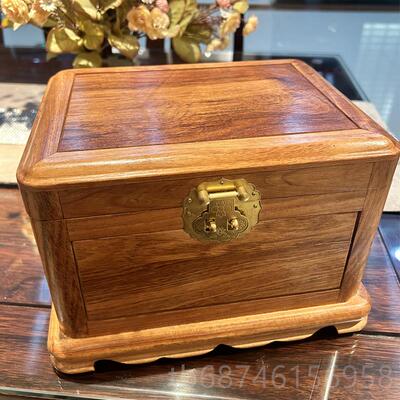 新款首缅饰收纳盒甸花梨木红木饰带锁手品项戒指耳环珠宝复古收纳
