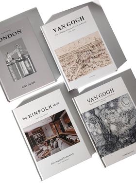 北欧简约现代样板房装饰外文真书时尚家居酒店书柜摆件英文仿真书