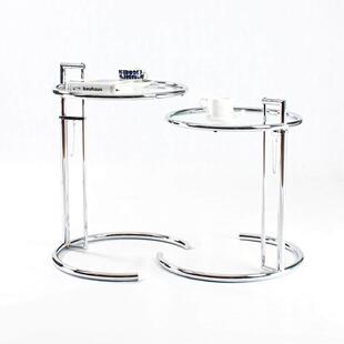 E1207 Eileen Gray 升降茶几包豪斯风不锈钢镀铬边几沙发边几