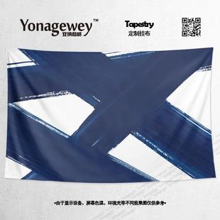 修粗笔刷墙壁装 欧美ins简约风现代卧室装 饰背景布海报挂布挂毯