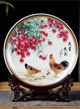 景德镇陶瓷器家居饰品装饰盘摆件客厅酒柜博古架坐盘工艺桌面摆设