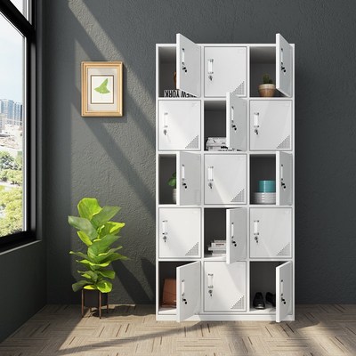 钢制十八18门加带隔板更衣柜员工存包带锁储物柜宿舍鞋柜铁皮柜子