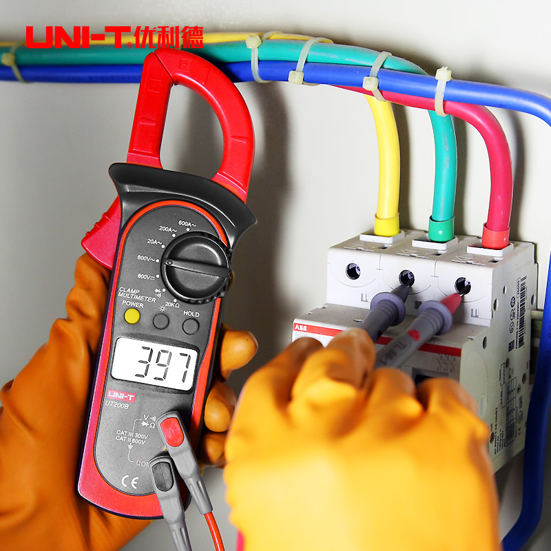 优利德数字钳形表数显万用表电流表电阻交直流温度电压勾表UT204A