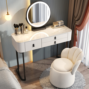 轻奢梳妆台卧室现代简约ins风2022年新款 小型化妆桌镜柜一体实木