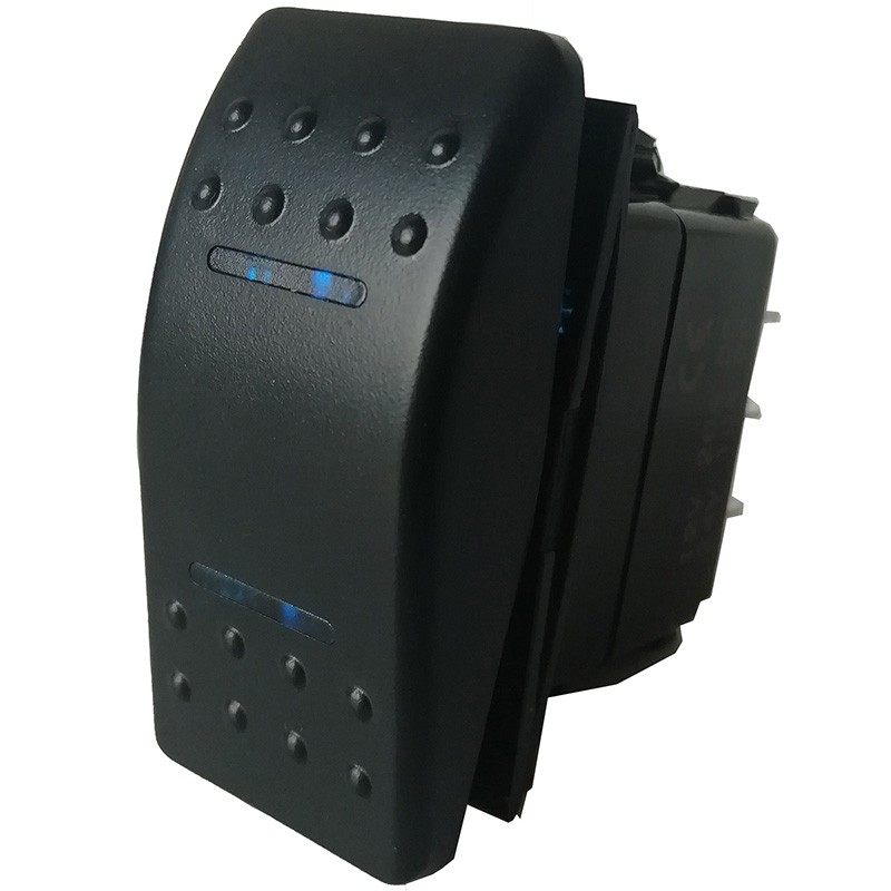 汽车开关三档自复位带红光灯20A12V按键 船型3档按钮通用改装新品