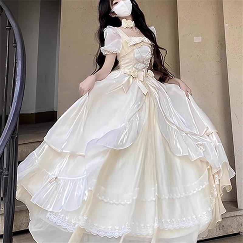礼服女呜呼大裙子开学季长裙礼服花嫁成人礼大码裙女