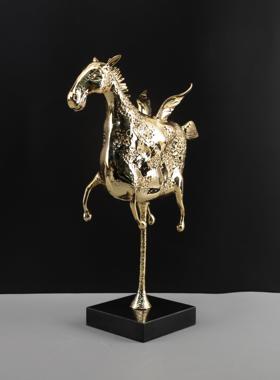 现代简约创意黄铜大理石梦马摆件客厅书柜书房办公室桌面家居饰品