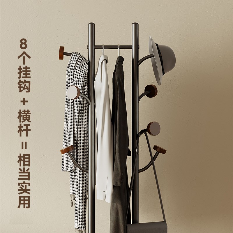 家用衣架落地架不锈钢简易省空间挂衣架卧室入户房间挂衣服的架子