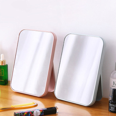 化妆镜台式桌面家用可折叠梳妆镜宿舍学生随身便携可立高清小镜子