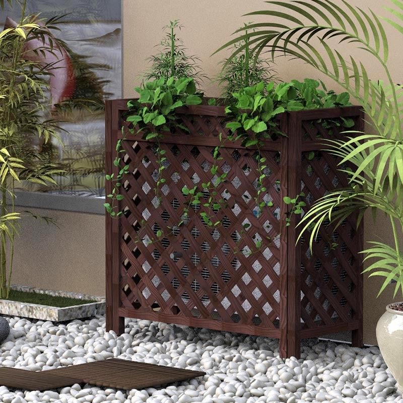 空调罩外机保护罩中央空调百叶遮挡防雨防晒美化室外通用防腐木架