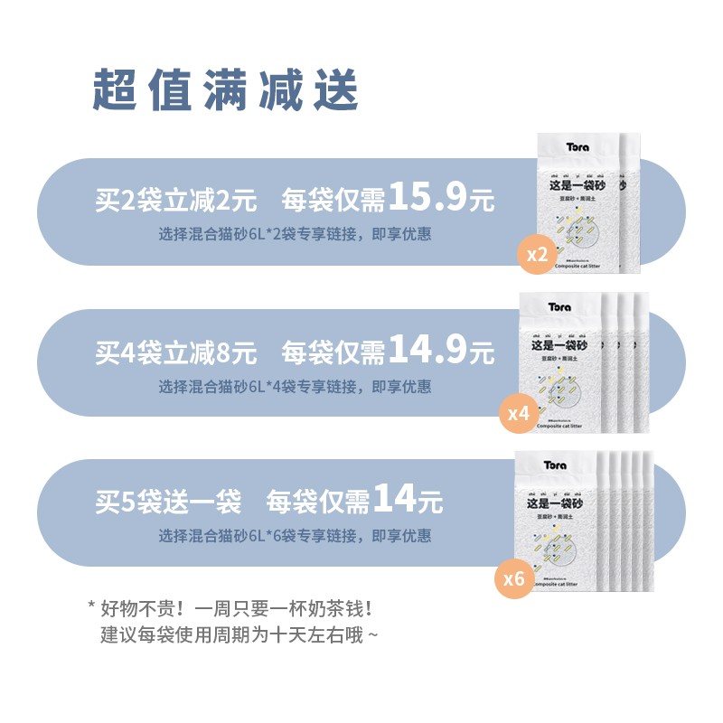 Tora这是一袋砂6L膨润土猫沙豆腐猫砂除臭无尘非10公斤混合砂包邮
