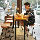 北欧实木小吧台桌家用客厅隔断高脚桌子阳台简约靠墙长条桌椅组合