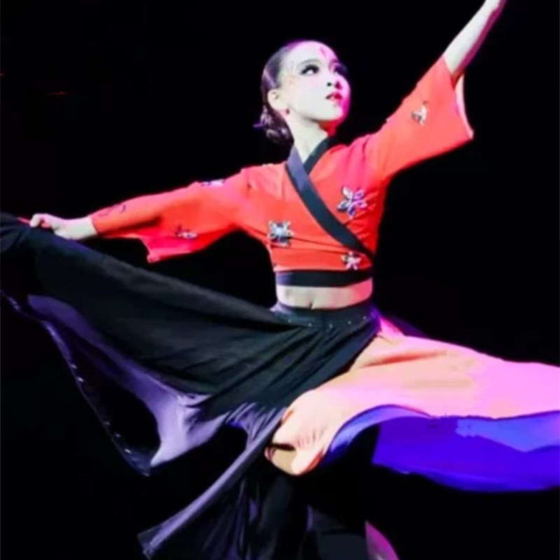 儿童古典舞雪龙吟演出服大摆裙骁表演服扇子舞蹈服中国舞艺考服装