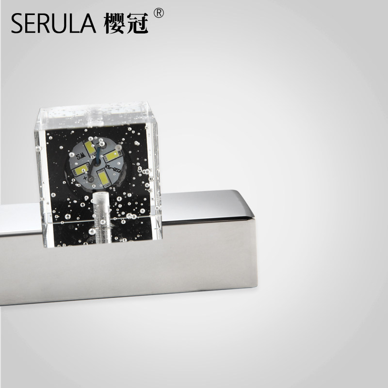 LED镜前灯免打孔双头/三头水晶不锈钢浴室卫生间镜柜灯壁灯化妆灯
