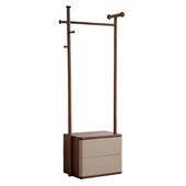 黑胡桃木挂衣架实木衣帽架一体式 落地衣架置物架卧室收纳柜多功能