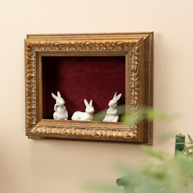 立体实木装饰画框复古框架遮丑置物架厨房卧室餐厅壁炉玄关挂画
