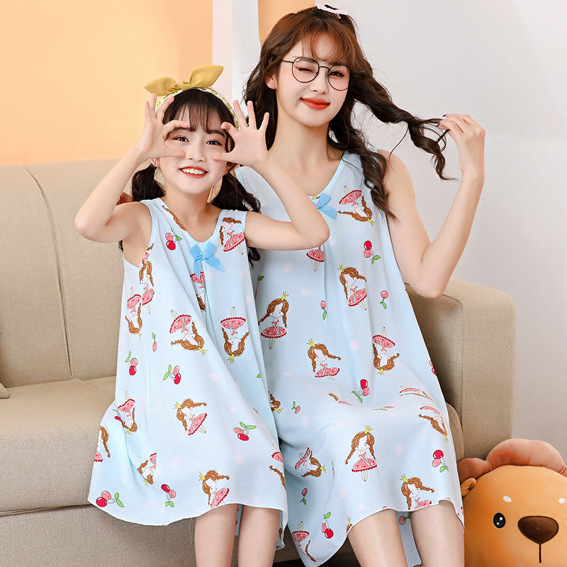 女童夏季棉绸背心裙薄款女孩睡衣中大童裙子母女连衣裙亲子装睡裙,童装/婴儿装/亲子装,家居裙/睡裙,淘宝优惠券,粉丝福利购,淘宝优惠卷