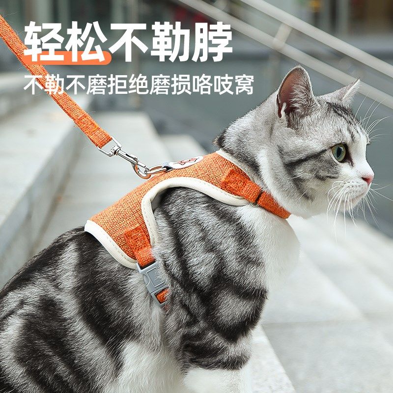 猫咪牵引绳防挣脱外出专用中小型可调节绳子宠物胸背带链子遛猫绳