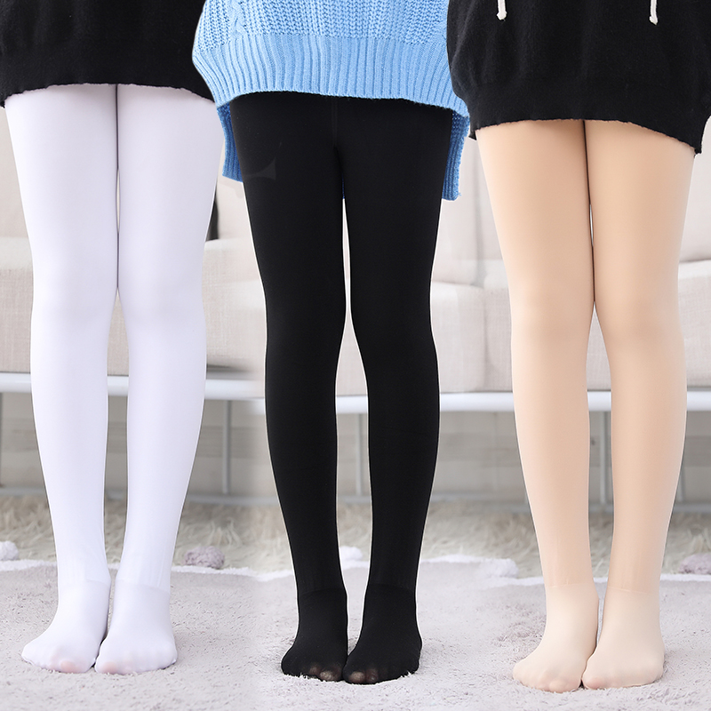 女童肉色连裤袜深秋冬舞蹈袜儿童肤色打底裤踩脚光腿神器加绒保暖