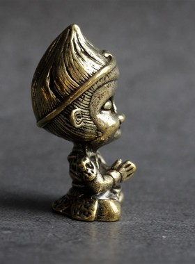 实心纯黄铜办公桌面小摆件孙悟空茶宠家居饰品工艺品礼品手把玩件