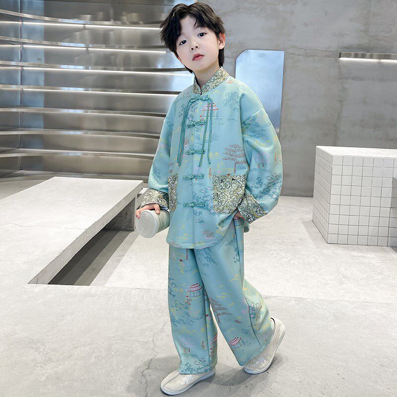 儿童装男童汉服套装春装2024新款春秋款古风大童唐装男孩中式国风