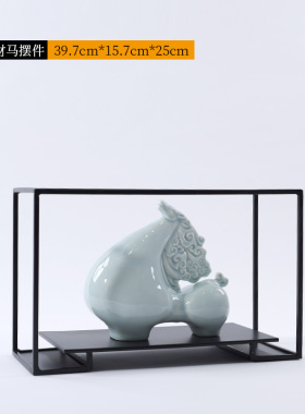 新中式陶瓷马摆件售楼处餐厅客厅电视柜玄关办公室工艺品软装饰品
