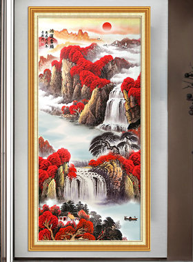 鸿运当头玄关装饰画正对门3d立体自粘画背景墙贴画走廊画过道挂画
