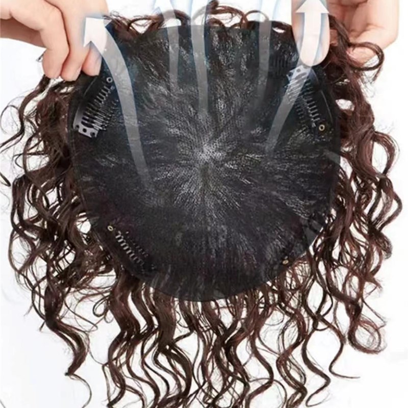 小函假发补发片羊毛卷假发可盘发假发卷发片轻薄透气遮盖白发补发