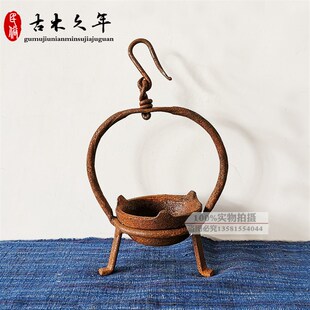 老铁灯复古老灯台禅意茶道铸铁灯盏酥油灯台老烛台中式仿古装饰