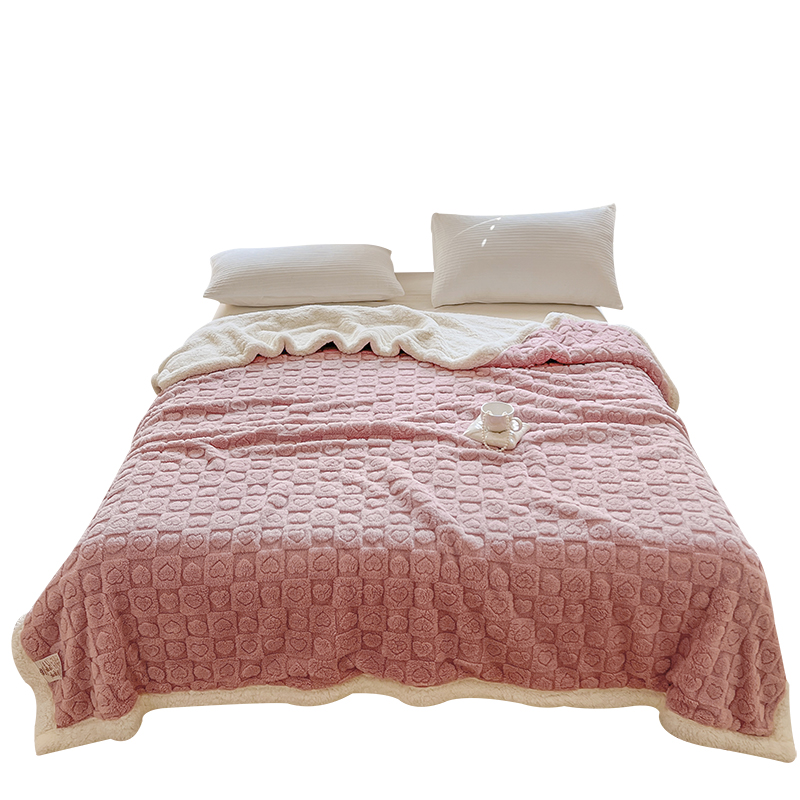 羊羔绒毛毯双层加厚珊瑚绒毯子儿童法兰绒午睡沙发盖毯办公室冬季