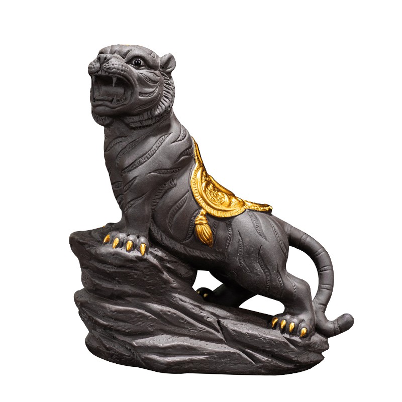 生肖虎紫砂茶宠摆件精品可养招财虎啸山河茶玩茶桌装饰茶具零配件