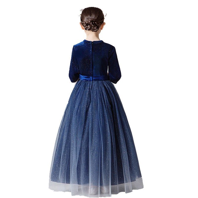 女大童钢琴演出服晚礼服中大童公主裙女童洋气星空裙主持秋冬表演