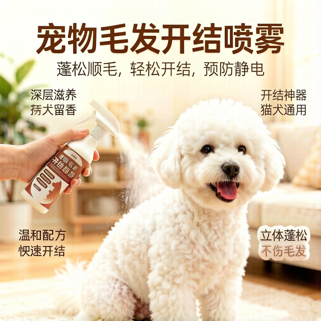 狗狗猫咪开结喷雾防静电宠物专用