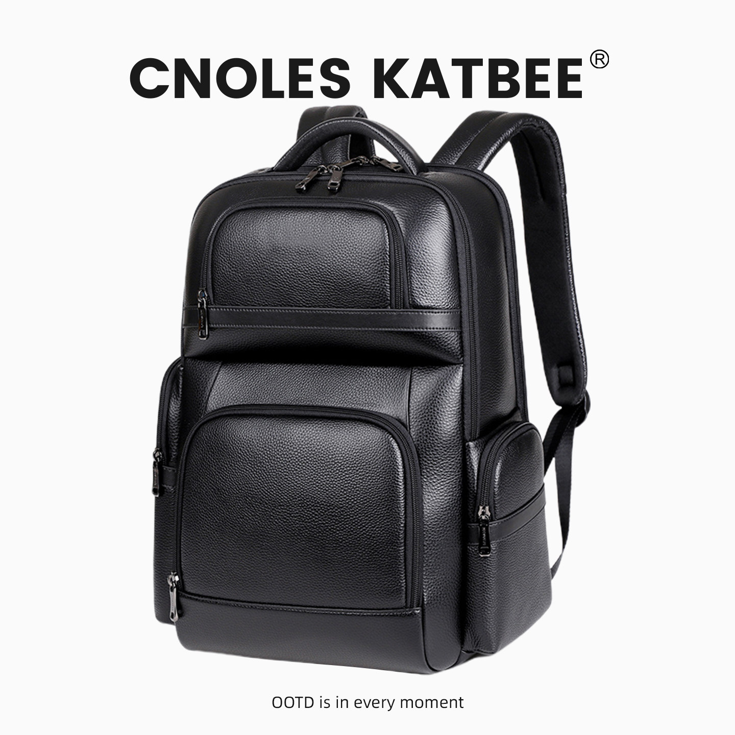 Cnoles Katbee头层牛皮双肩包男高端商务通勤电脑包背包学生书包