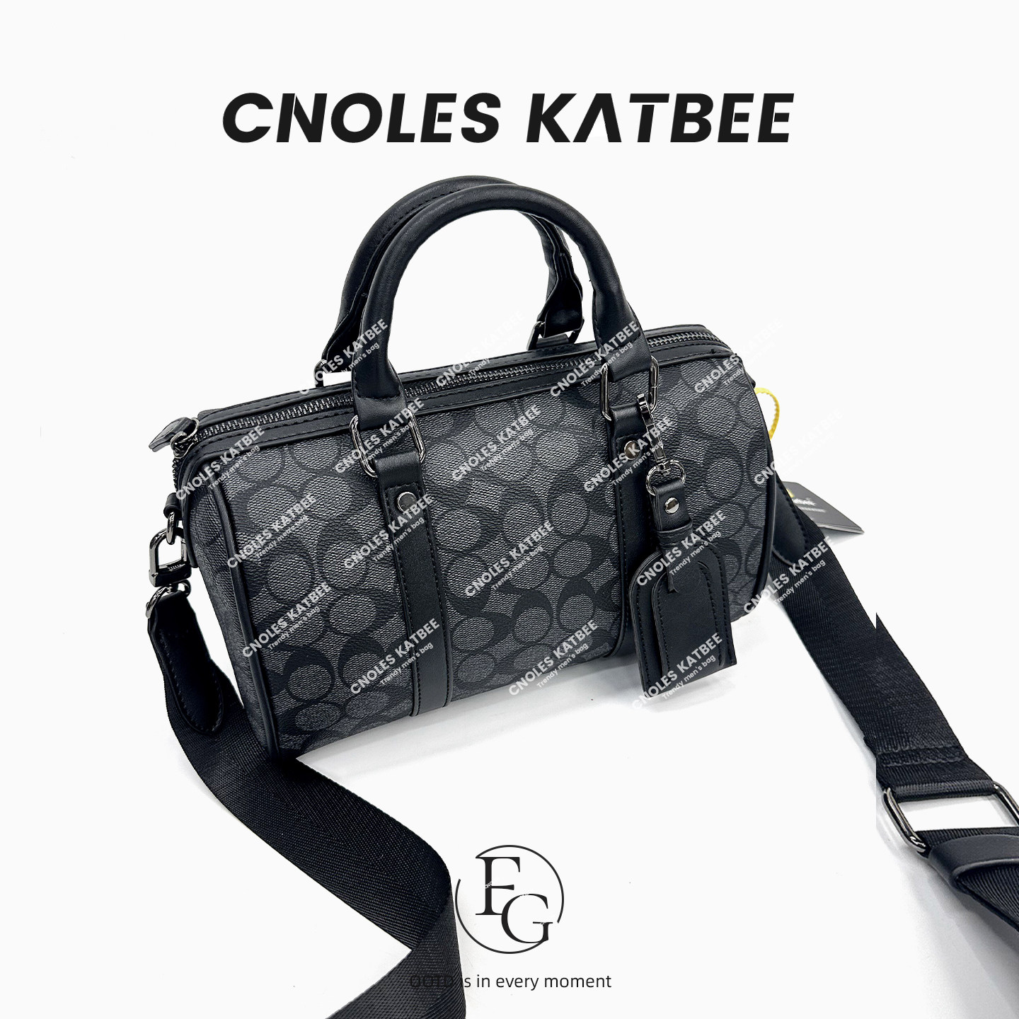 Cnoles Katbee男士斜挎包2026新款男生波士顿枕头包单肩包圆筒包