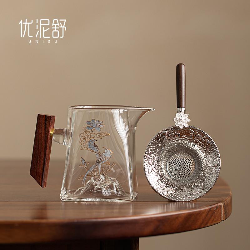 高硼硅玻璃木把观山公道杯