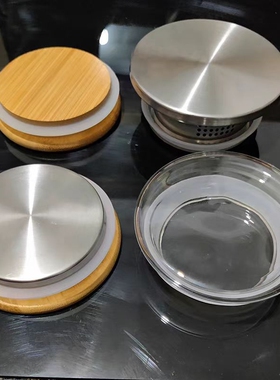 茶壶盖子配件茶具配盖玻璃壶煮茶杯盖水烧壶不锈钢竹盖竹包钢零配