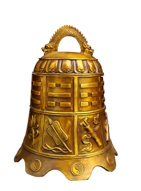 纯铜八宝钟寺院平安钟八仙法器铜钟摆件室内寺庙桌面佛具装饰用品