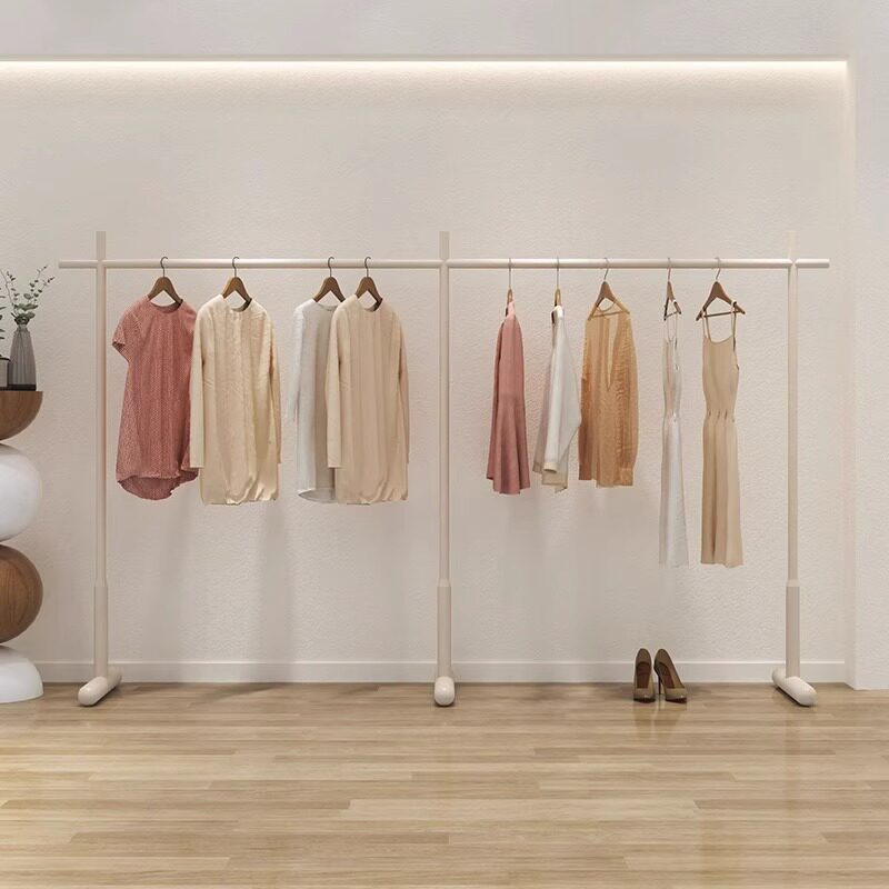 服装店展示架新款女装落地式简约不占地挂衣架奶油风中岛童装货架