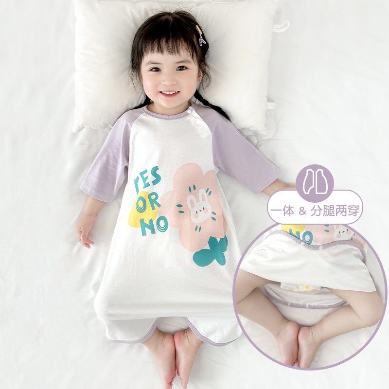 2024款宝宝睡袍夏季薄款纯棉婴儿睡袋防踢被神器儿童睡裙睡衣儿童