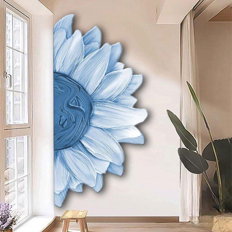 向日葵过道玄关拐角墙面装饰画LED带灯入户门正对墙转角客厅壁灯