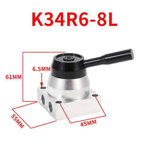 气动开关手动阀气缸三位四通手转阀K34R6-8D/8L控制换向手扳阀